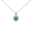 Ciondolo in oro Bianco 18K con Diamanti e Centrale Cuore Smeraldo