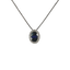 Ciondolo in oro bianco 18K con diamanti pavè con zaffiro centrale da 0.29 a 1.10 ct