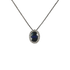 Ciondolo in oro bianco 18K con diamanti pavè con zaffiro centrale da 0.29 a 1.10 ct