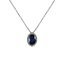 Ciondolo in oro bianco 18K con diamanti pavè con zaffiro centrale da 0.35 a 1.54 ct