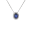Ciondolo in oro bianco 18K con diamanti pavè con zaffiro centrale da 0.40 a 1.65 ct