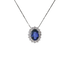 Ciondolo in oro bianco 18K con diamanti pavè con zaffiro centrale da 0.40 a 1.65 ct
