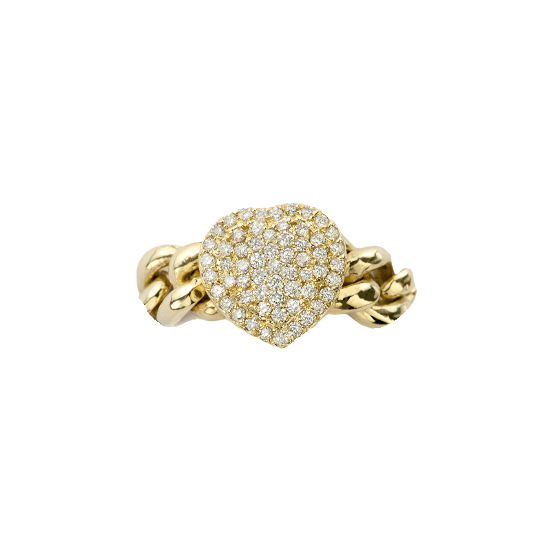 Anello Groumette Oro giallo 18K con Diamanti a cuore