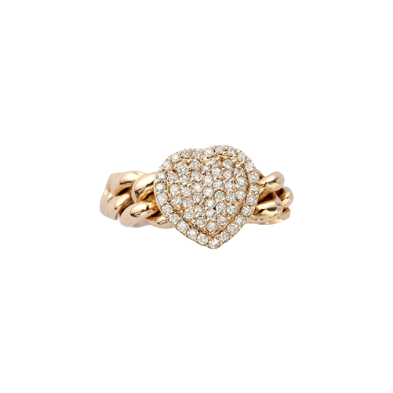 Anello Groumette Oro Rosa 18K con Diamanti a cuore