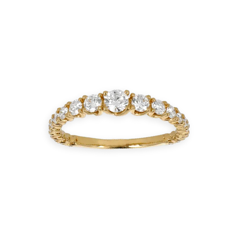 Anello Degradè in Oro Giallo 18K con Diamanti da 0.71 a 3.32 ct