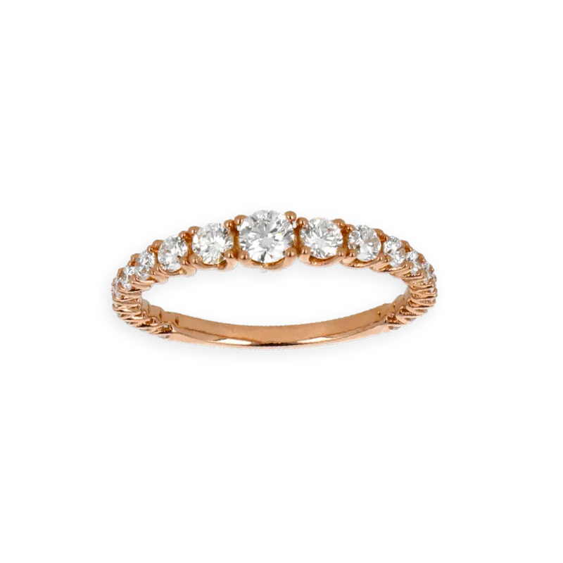 Anello Degradè in Oro Rosa 18K con Diamanti da 0.71 a 3.32 ct