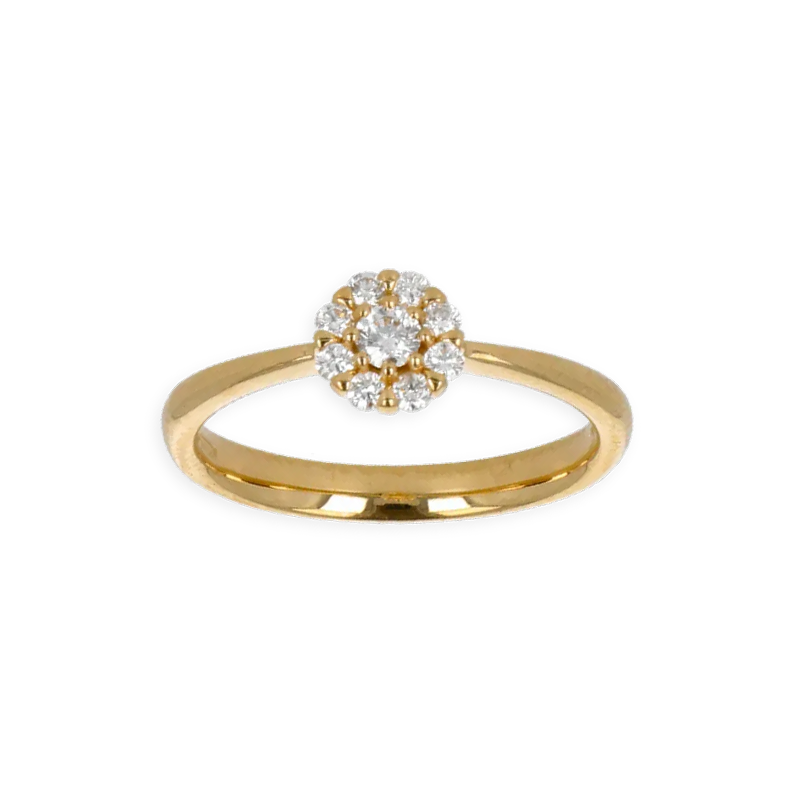 Anello Oro Giallo 18K con Centrale di Diamanti
