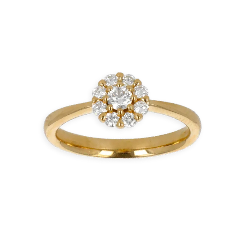 Anello Oro Giallo 18K con Centrale di Diamanti