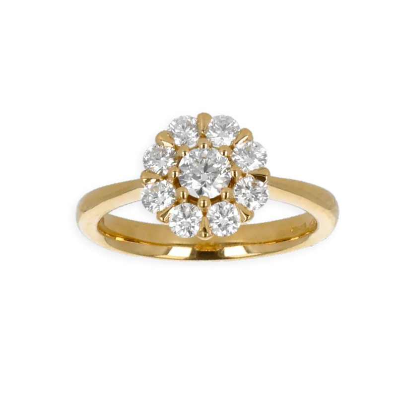 Anello Oro Giallo 18K con Centrale di Diamanti