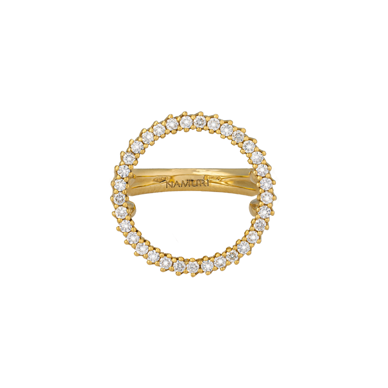 Anello nuda cerchio con diamanti Ob e Oro giallo 18K
