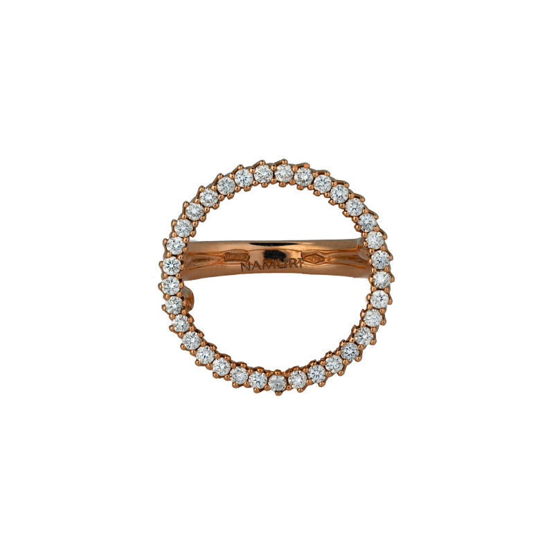 Anello nuda cerchio con diamanti Ob e Oro rosa 18K