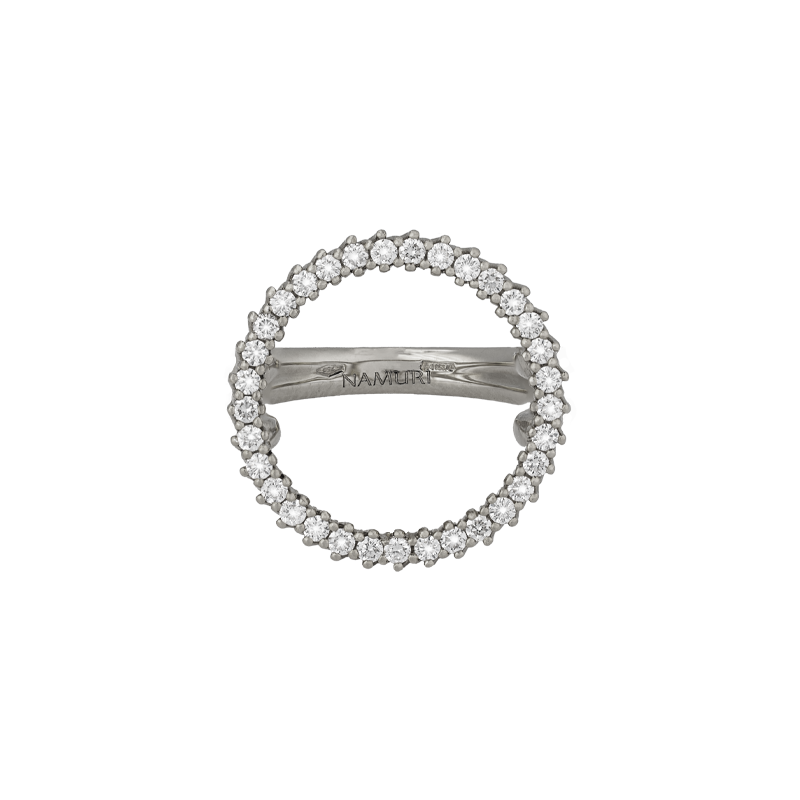 Anello nuda cerchio con diamanti Ob e Oro bianco 18K