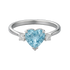 Anello acquamarina cuore con diamanti e oro bianco 18K