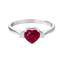 Anello rubino cuore con diamanti e oro bianco 18K