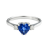 Anello zaffiro cuore con diamanti e oro bianco 18K