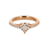 Anello Oro Rosa 18K con Diamanti Round e Heart Cut