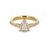 Anello Oro Giallo 18K con Diamanti Round e Pear Cut
