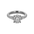 Anello grande in oro bianco 18K con diamanti con centrale oval cut