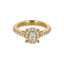 Anello grande in oro giallo 18K con diamanti con centrale oval cut