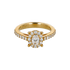 Anello grande in oro giallo 18K con diamanti con centrale oval cut