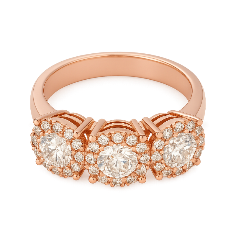 Anello trilogy mirage oro rosa 18K con diamanti da 0.26 a 0.95 ct