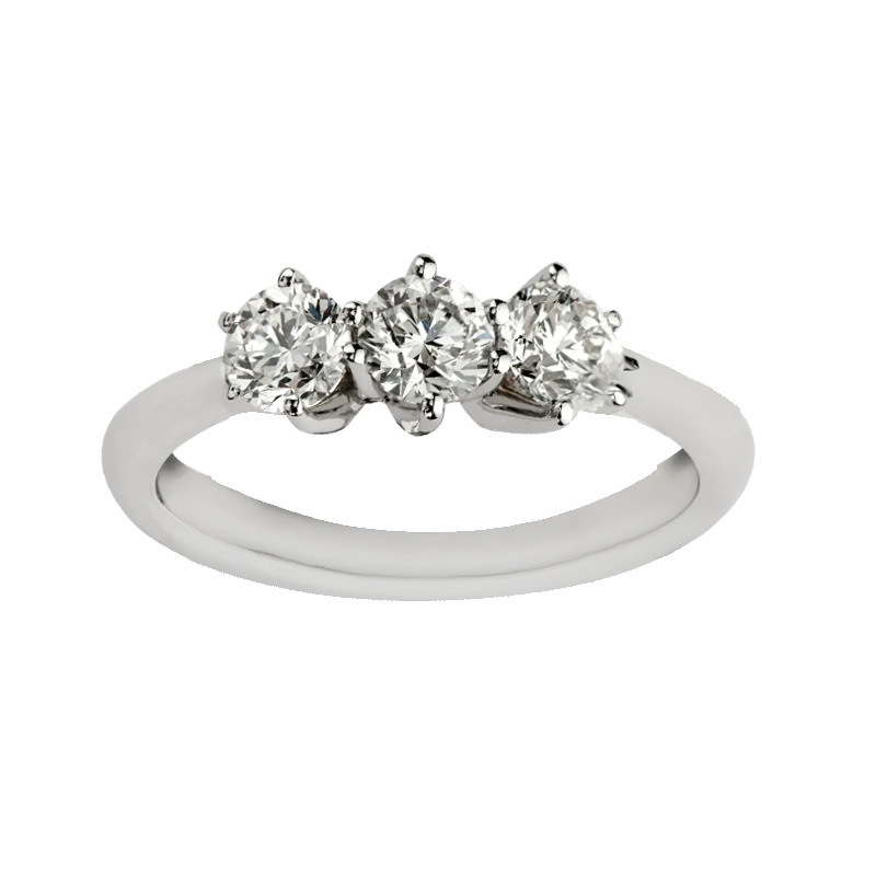 Anello trilogy oro bianco 18k con diamanti da 0.81 a 2.16 ct