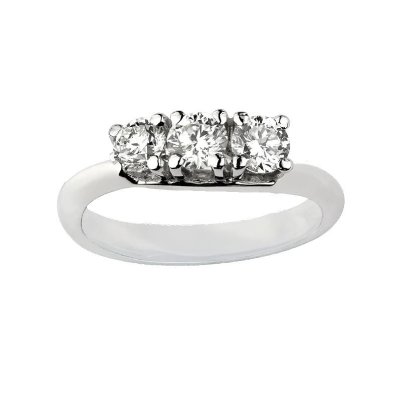 Anello trilogy oro bianco 18K con diamanti da 0.81 a 2.16 ct