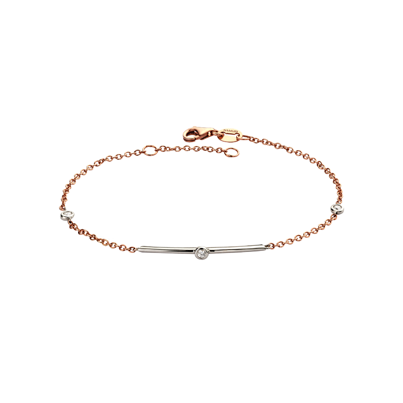 Bracciale Semirigido Oro Rosa/Bianco 18K con Diamanti