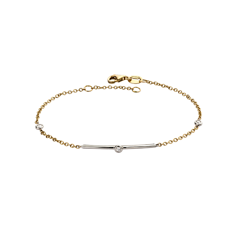 Bracciale Semirigido Oro Giallo/Bianco 18K con Diamanti