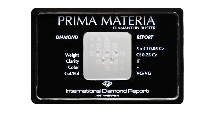 5 diamanti in blister F - IF da 0.10 a 1.00 ct