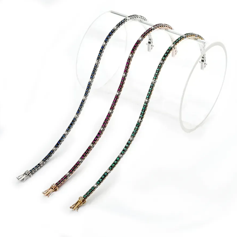 Bracciale tennis oro brunito 18K con pietre preziose/spot diamanti bianchi da 1.01 a 1.36 ct