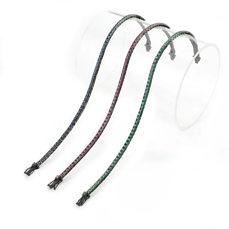 Bracciale tennis oro brunito 18K con pietre preziose da 1.21 a 1.51 ct