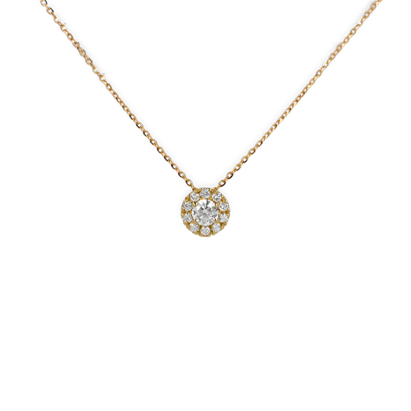 Ciondolo oro giallo 18K con diamante centrale pavè da 0.22 a 0.36 ct
