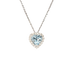 Pendente oro bianco 18K con diamanti acquamarina taglio cuore
