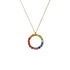 Ciondolo oro rosa 18K cerchio rainbow con zaffiri multicolore