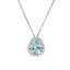 Pendente oro bianco 18K con diamanti acquamarina taglio goccia