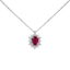 Pendente oro Bianco 18K con Diamanti e Centrale Rubino