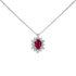 Pendente oro Bianco 18K con Diamanti e Centrale Rubino