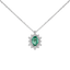 Pendente oro Bianco 18K con Diamanti e Centrale Smeraldo