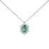 Pendente oro Bianco 18K con Diamanti e Centrale Smeraldo