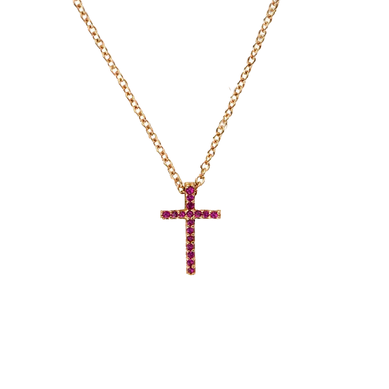 Croce Oro Rosa 18K con Rubini da 0.09 a 0.19 ct