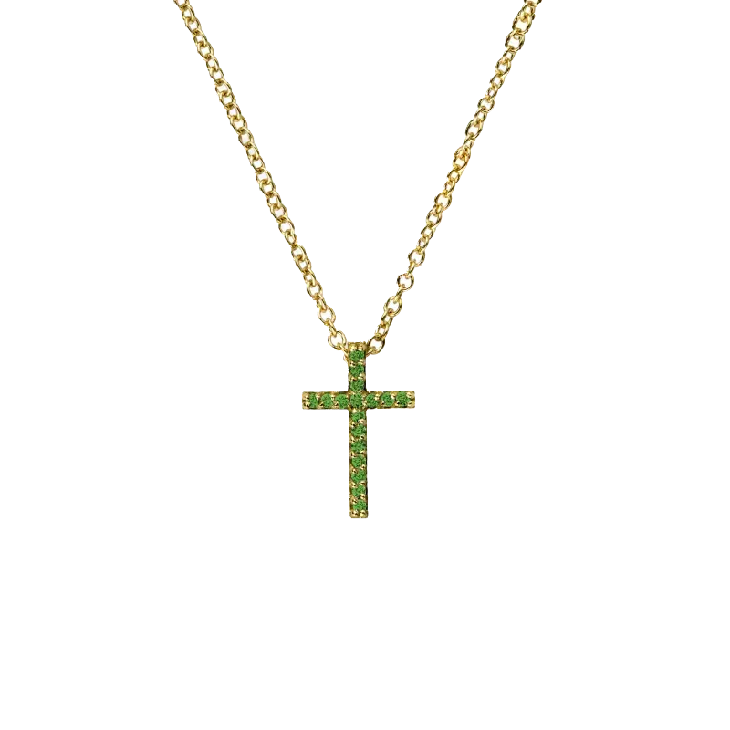 Croce Oro Giallo 18K e Smeraldi da 0.08 a 0.17 ct