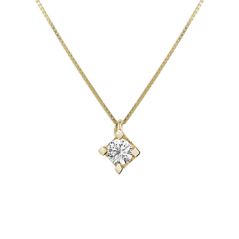 Pendente punto luce griffe quadrato oro giallo 18K con diamanti da 0.02 a 0.20 ct