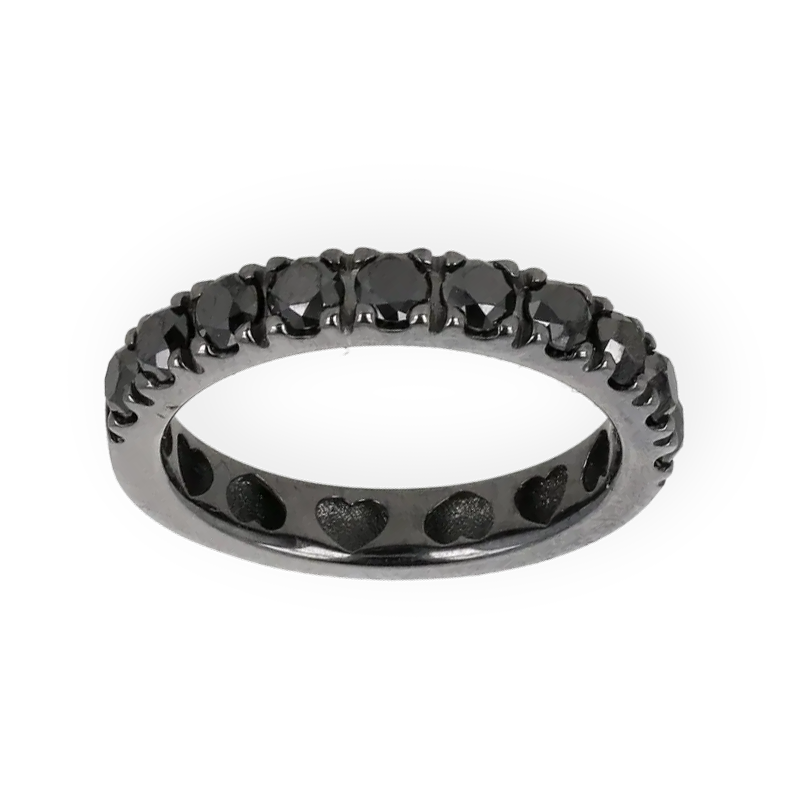 Fedina oro brunito 18K con diamanti neri da 0.20 a 1.40 ct