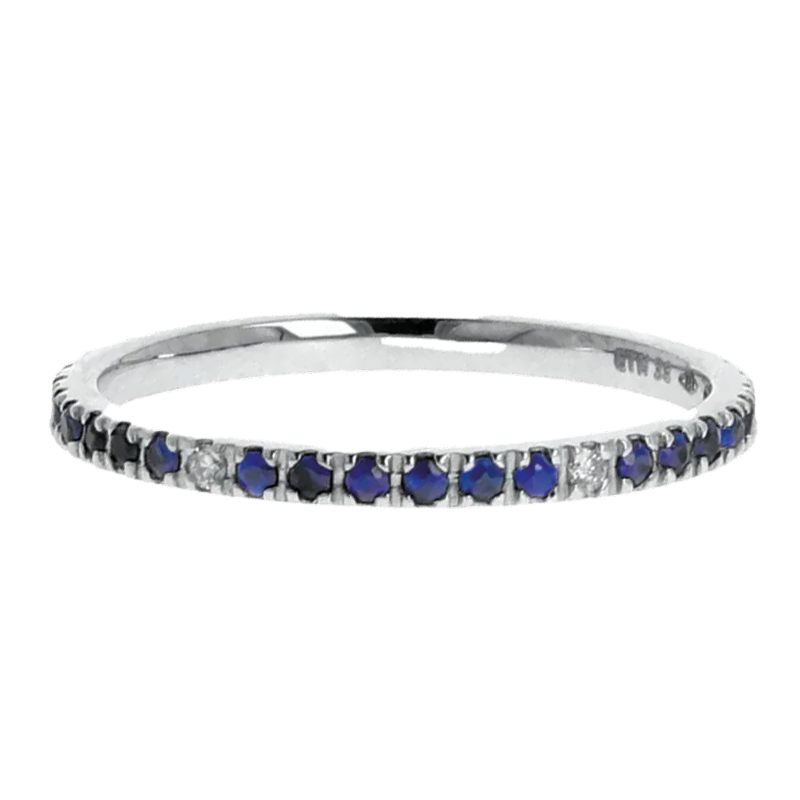 Fedina Oro Bianco 18K con Zaffiri/spot diamanti bianchi