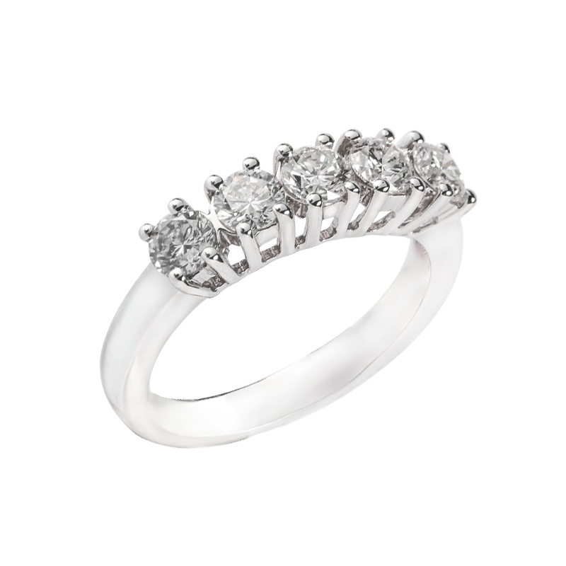 Fedina 5 Pietre in Oro bianco 18K con Diamanti da 0.40 a 1.50 ct