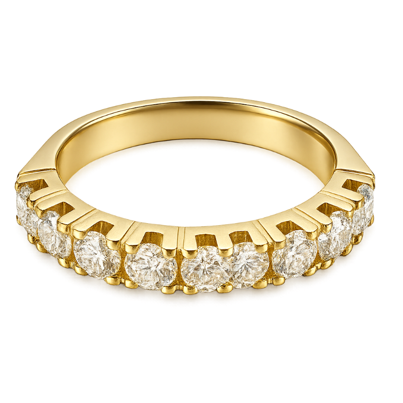 Veretta 9 pietre oro giallo 18K con diamanti da 0.10 a 1.20 ct