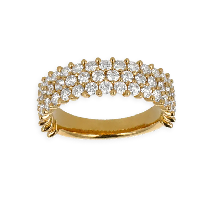 Fascia media in oro giallo 18K con diamanti a 3 fili