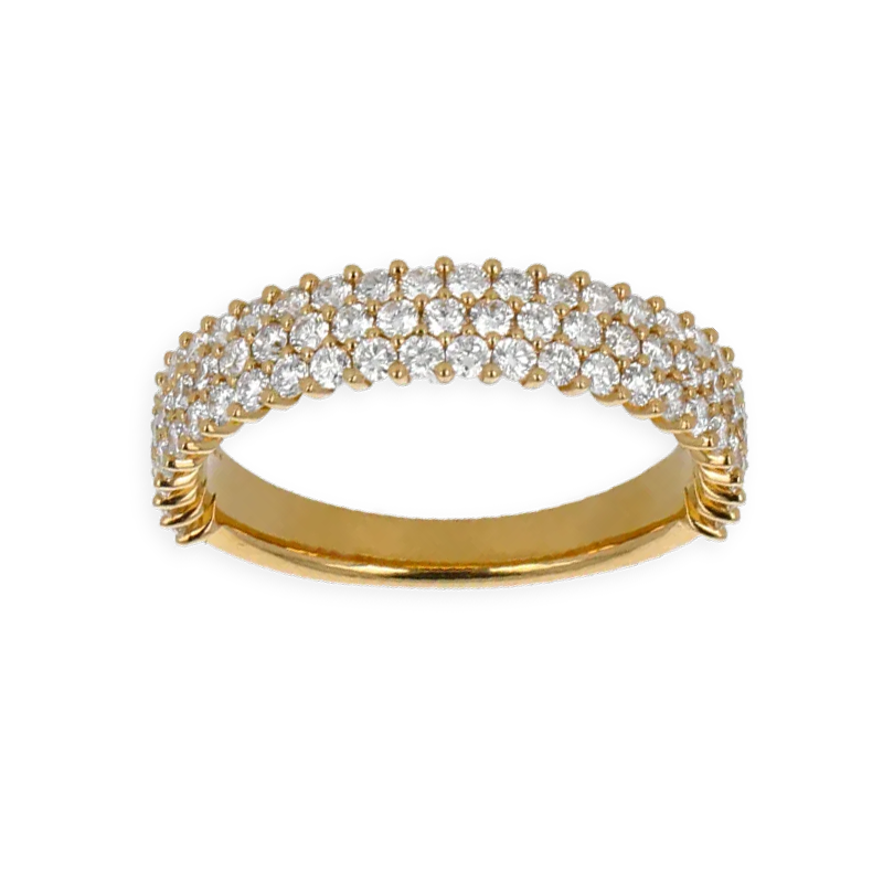 Fascia piccola in oro giallo 18K con diamanti a 3 fili