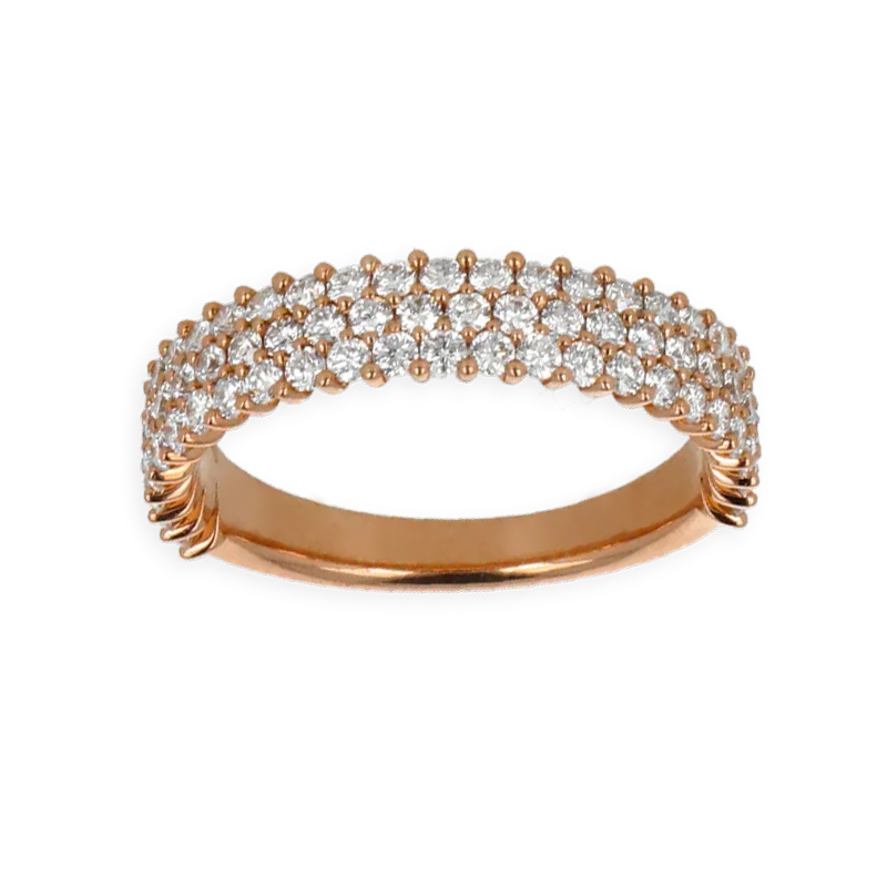 Fascia piccola in oro rosa 18K con diamanti a 3 fili